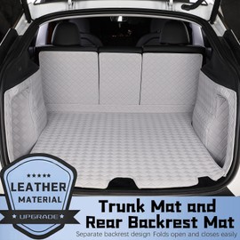 HTASFGA Trunk Mat & Backrest Mats for 2021-2025 Genesis GV80(Only 5 Seat) Accessories (and Rear Left and Right Side Panels), All Weather PU Leather Custom Fit Cargo Liner for GV80 Cargo Mat, Grey