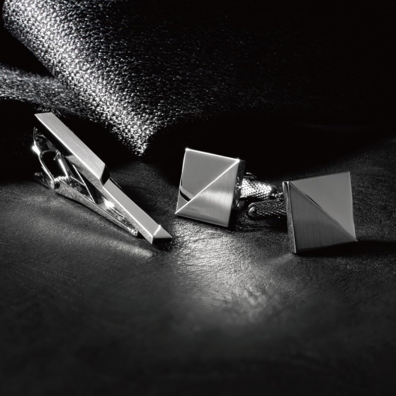 Tabarat Tps-055 Men's Tie Clip, Made in Japan, Brass, Geometric,