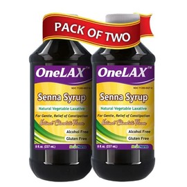 OneLAX - Senna Syrup | Natural Vegetable Laxative (8fl.oz Bottle) Natural Chocolate Flavor, for Gentle, Relief of Constipation 2 Pack