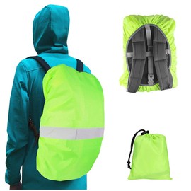 JAHEMU Rain Cover for Backpack Rain Cover with Reflective Strips Adjustable Buckle Storage Bag 45L School Bag Rain Cover Reflective for Travel Camping Hiking Cycling