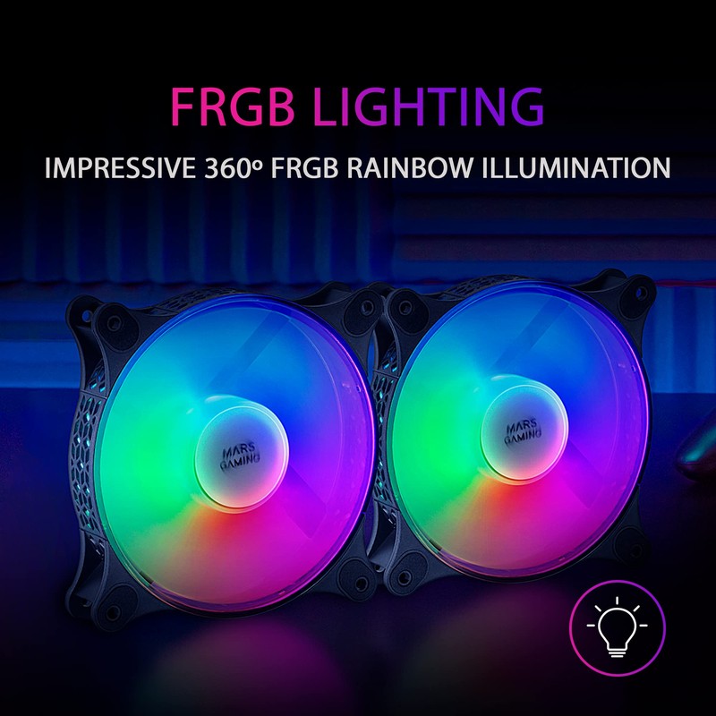 Mars Gaming MFDUO Kit 2 Fans FRGB Rainbow 360° Ultra