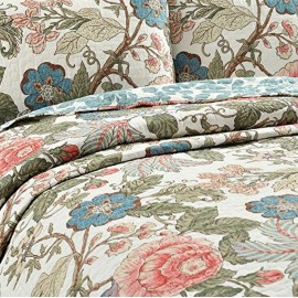 Lush Decor Floral Sydney Cotton Quilt 3-Pc Set Reversible King Leaf Print $240