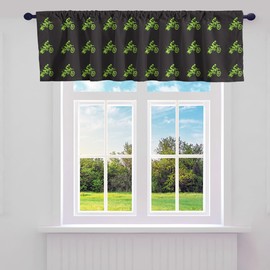Motocross Rider Valance Curtains for Living Room Bedroom, Dirt Bike Motorbike Kitchen Curtains Valances, Motorcycle Extreme Sports Curtain Valances for Windows Bathroom, 1 Panel 52"x18", Green Black