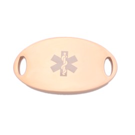 Rose Gold Stainless Medical Alert Oval ID Tag for Bracelet - Blood THINNER