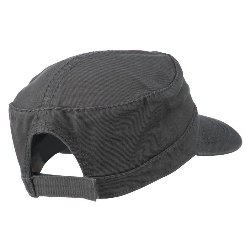 Garment Washed Heavy Stitching Army Cap - Charcoal Grey OSFM