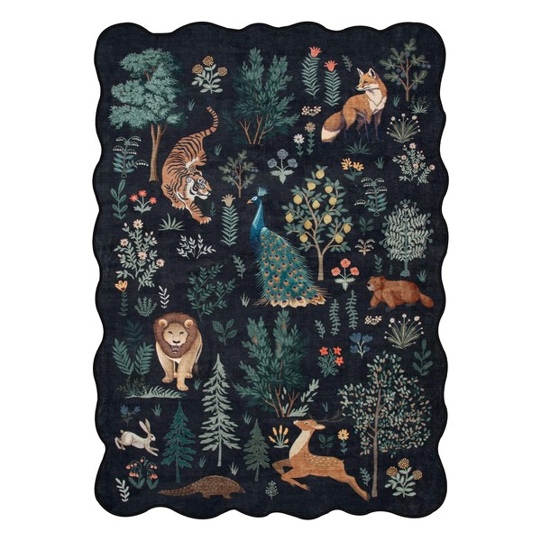 Lahome Jungle Black 8x10 Rug, Soft Large Rugs for Living