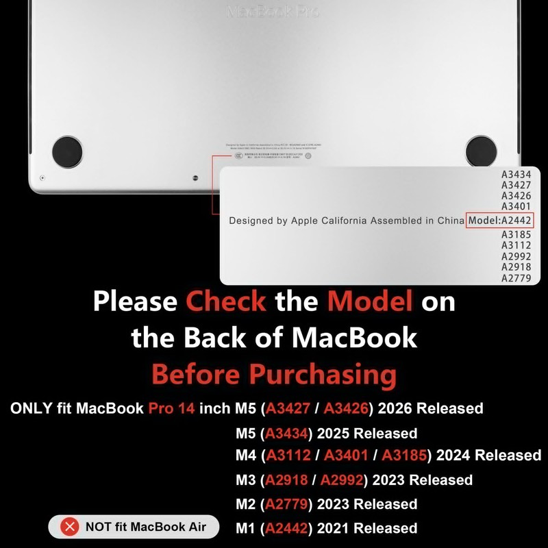 MEEgoodo Case for MacBook Pro 14 inch (M5/M4/M3/M2/M1) Pro/Max 2026