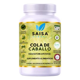 Cola Caballo Orgánica 500 Suplemento Alimenticio Diuretico Natural Retención Liquidos Adomen Plano Limpieza Riñones 120 Cápsulas Saisa Herbal