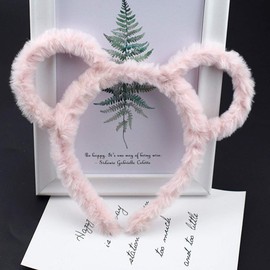 caralin Women Winter Thick Plush Headband Round Bear Ears Makeup Hair Hoop Bandana Brown