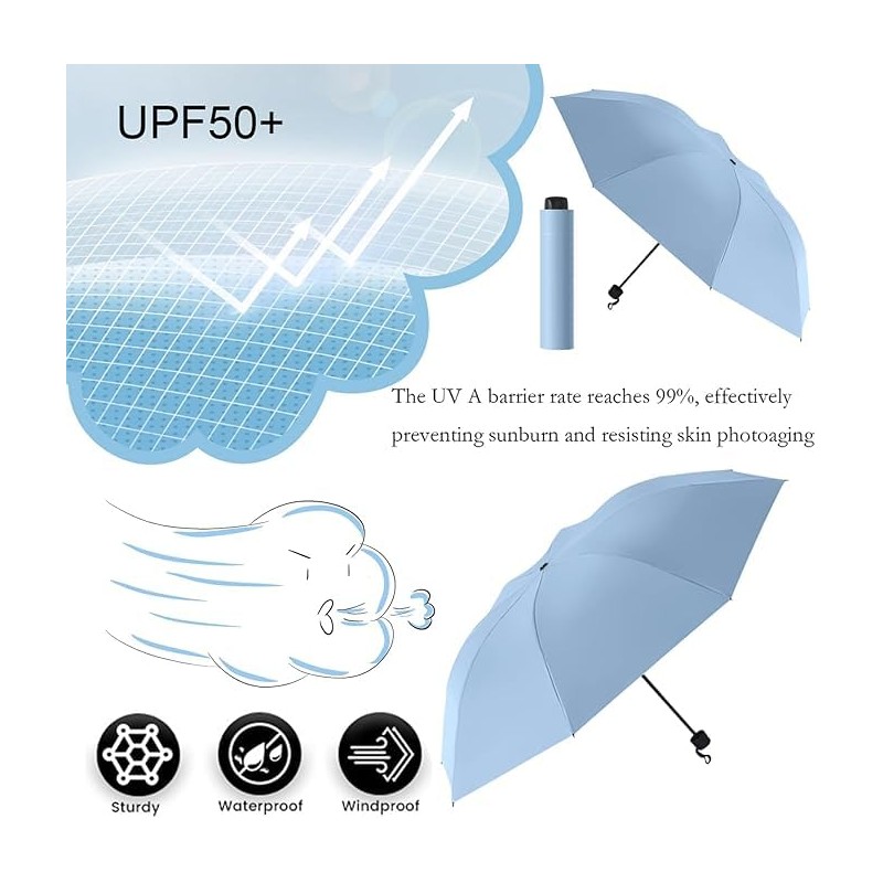 CarsMinders Windproof Travel Umbrella with 16 Sturdy Ribs,Compact and Foldable,One-Touch
