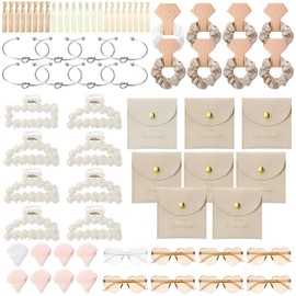 Fingertip WD 72 Pcs Bridesmaid Proposal Gift Including Bridesmaid Bridal Hairband Hairpin Powder Puff Glasses Jewelry Bag Hairband Suitable for Wedding Gift