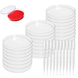 YINZZTR Plastic Petri Dish, Laboratory Cell Tissue Petri Dishes, Transparent Sterile Petri Dishes, for Cultivation and Observation of Microbes, with 3 ml Transfer Pipettes, Pack of 20, 90 mm