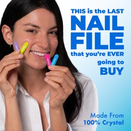 Crystal Nail File 1.6 in, Mini Glass File Ideal for Wallet, Durable, Gentle on Nails, Perfect for Travel, Home, Office and On the Go, Compact for Quick Touch Ups