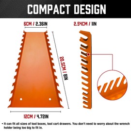 ALOANES 104-Slot Metal Wrench Organizer, Heavy Duty Wrench Organizer Tray for Tool Box, Fit SAE & Metric Wrench Storage, 8 Pack Wrench Holders(Orange)