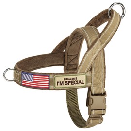 Forestpaw No Pull Dog Harness - Soft Flannel Padded Tactical Dog Vest Harness with Quick Release Buckle, Adjustable Reflective Pet Harness for Medium Large Dogs Walking Training,Brown M