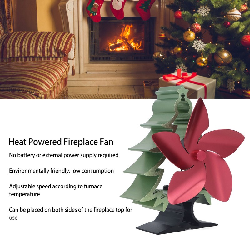 5 Blade Heat Powered Stove Fan Adjustable Speed Thermoelectric Fireplace