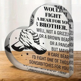 Heart Shaped Acrylic Plaque for Centerpieces Decorations, Letter Pattern Ornament, Decorative Keepsake for Brother, Perfect for Birthday Gift