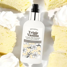 BODY EXOTICS Triple Vanilla ALCOHOL-FREE Fragrance Mist 5 Fl Oz - a Beautiful Blend of Vanilla Flower, Madagascar Vanlla Bean, Creamy Vanil., Sponge & Tahitian Vanlla Noir - with Plant Extracts