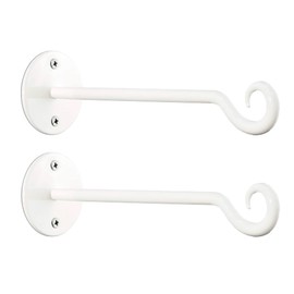 Monarch Abode Hanging Basket Hooks, Heavy Duty Metal Plant Hangers Outdoor or Indoor for Flower Basket, Wall Fence Hooks for Bird Feeder Bracket, Set of 2, 7.5-inch White Plant Wall Hanger