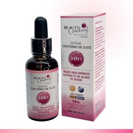 SERUM CONTORNO DE OJOS - 3 en 1 - Ácido Hialurónico, Extracto de Algas, Té Verde, 30 ml.