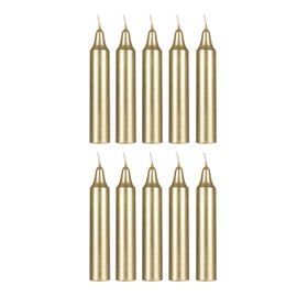 Mega Candles 10 pcs Unscented Gold Mini Taper Candle, 4 Inch Tall x 3/4 Inch Diameter, Great for Casting Chimes, Rituals, Spells, Vigil, Witchcraft, Wiccan Supplies, Wax Play & More