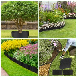 30Ft Garden Edging Border Landscape Edging Lawn Garden Fence Edgings 30Pcs Landscape Edging Border with 30Pcs Stakes Kits Edging for Landscaping Decorative Garden Flower Bed Yard,Lawn Edging (Black)