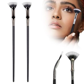Fodeuxp 2025 New Folding Angle Scalloped Lash Brush, Mascara Fan Brush for Lashes Eyelash Separator Tool, Eye Makeup Fan Brush Eyelash Comb for Upper Lower Eye Lash (2 Pcs)