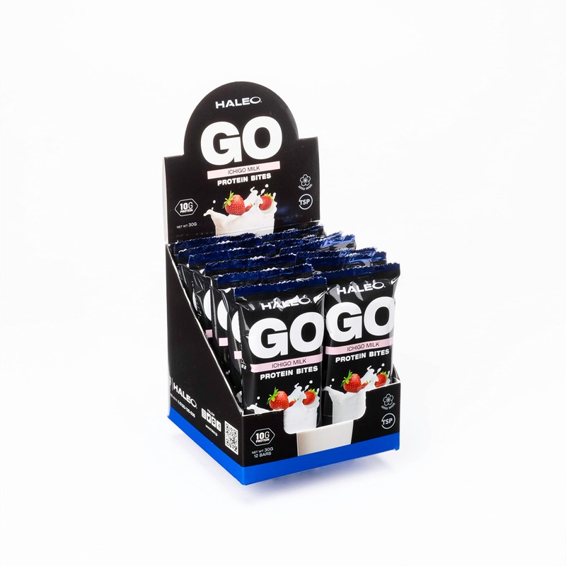 HALEO プロテインバー GO PROTEIN バイツ たんぱく質10g x 12個入 ミルクプロテイン使用 イチゴミルク味