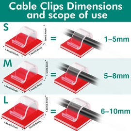 Namalu 240 Pcs Cable Clips Outdoor Wire Clip Adhesive Cable Hook Cord Organizer Holder R Shape Christmas Light Clip for Desk Wall Cable Management String Lights Fairy Light Decoration(Clear, Large)