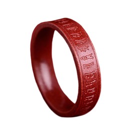 HETICA Cinnabar Ring, Feng Shui Band, Lucky Money Amulet, Mantra Om Mani Padme Hum, Unisex Ring for Mother's Day, Christmas, Valentine's Day, etc.