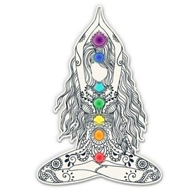 GT Graphics Express Yoga Om 7 Chakras Meditating - 5" Vinyl Sticker - for Car Laptop I-Pad - Waterproof Decal