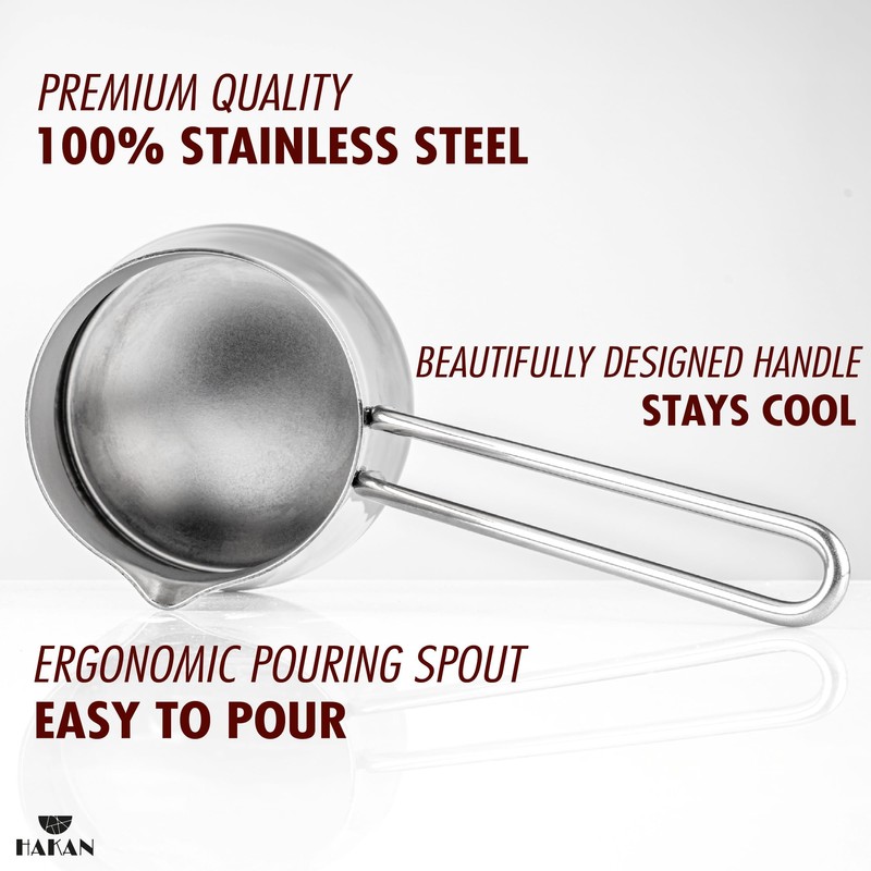 Hakan Topkapı Stainless Steel Turkish Coffee Pot, 20.2 Oz, 600