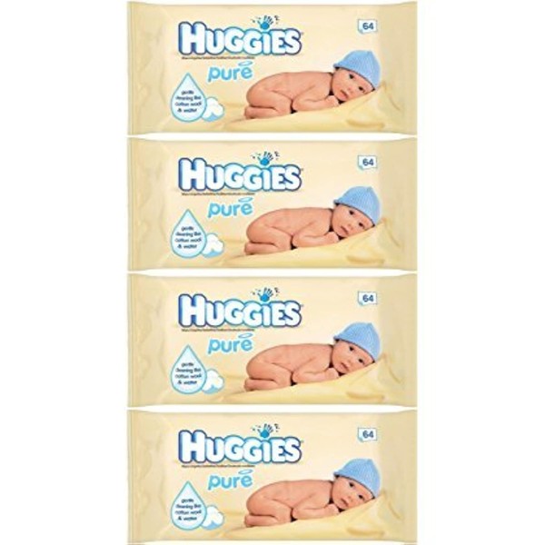 Huggies Pure Baby Wipes 56 Count (Pack of 4) 224 Wipes Total