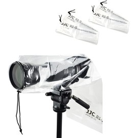 JJC 4 Pieces Camera Rain Cover Protector for Canon Nikon Sony Cameras with Lens up to 45x17.5cm / 18''x7'' (L*W), Transparent Camera Rain Coat Rain Sleeve