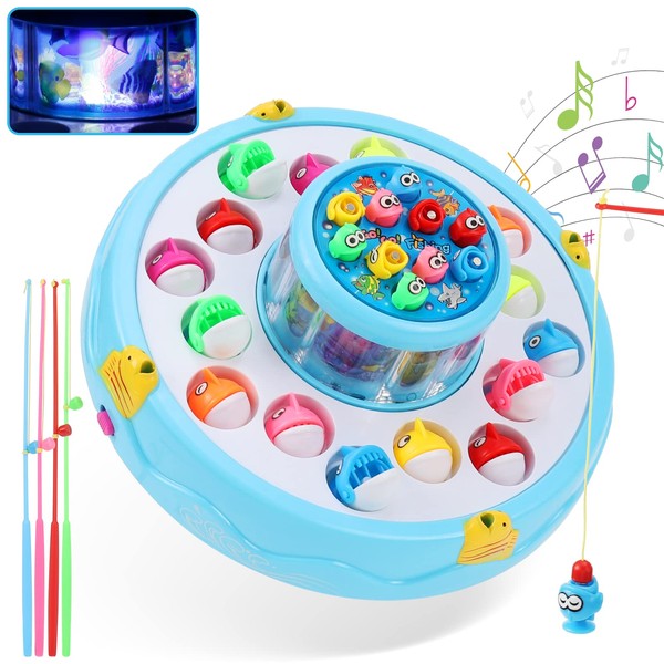 Comius Sharp Fishing Toy Fishing Game Electric Double Layer with Music Children Fishing Platform Toy Suitable for Children Aged 2 3 4 5 6 7 8 9 10 Years Educational Toy
