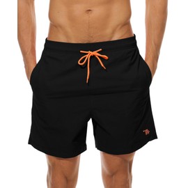 YSENTO Men's Knee-Length Surf Shorts, Beach Swim Trunks with Mesh Inner, Elastic Waist, Sauna and Resort Use, Beach Shorts, Seawater Pants, Summer Sports Half Pants, Large Size, Sweat Absorbing, Quick