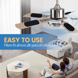 Xiyadun Ceiling Fan Filters for Blades, 6-Pack Ceiling Fan Air Purifier Pads, Activated Coconut Carbon Fan Filter for Ceiling Fan, Easy-Stick Universal Air Filter for Common Household Contaminants