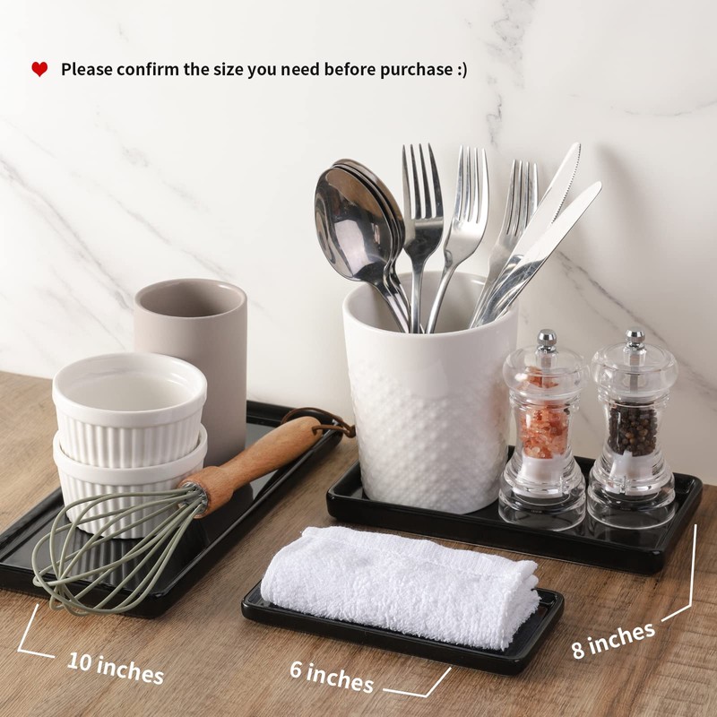 Gurygo 6" Bathroom Trays, Ceramic Vanity Trays for Bathroom, Small