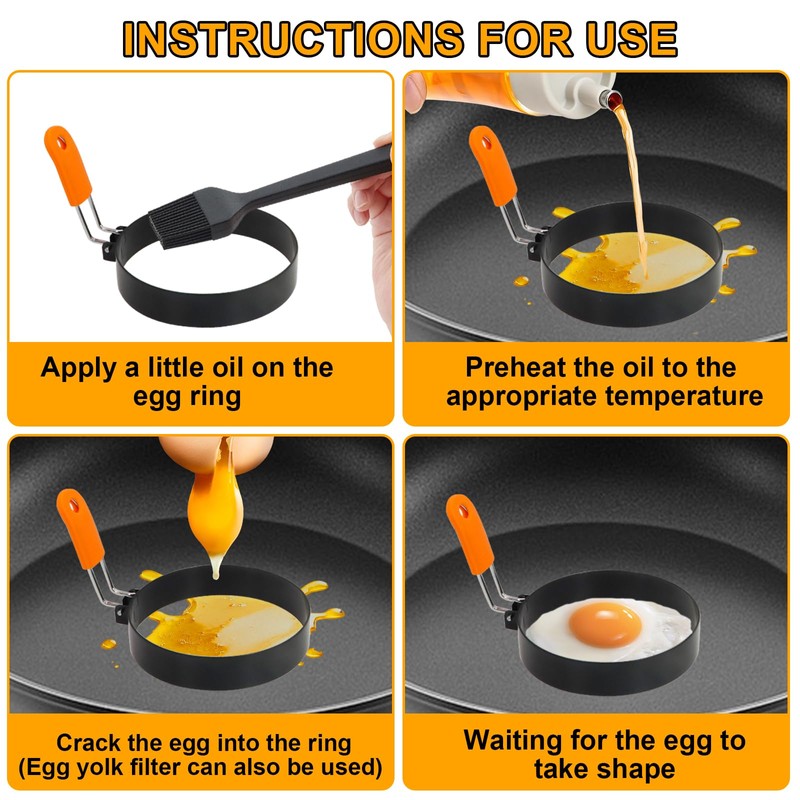 Egg Ring Pancake Ring Set 6 Pcs Stainless Steel Fried