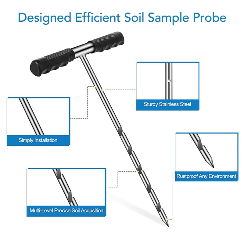 Soil Probe Rod, 17-32-48 Inch Stainless Steel Septic Tank Locator
