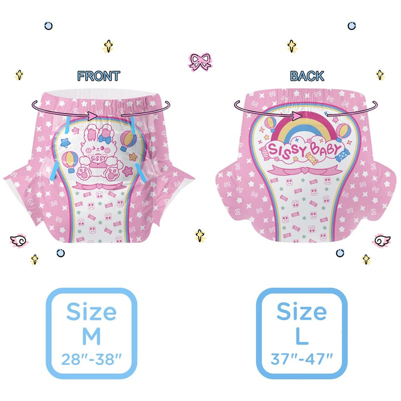 CutiePlusU Adult Diapers Sample 2 Pieces,Sissy Baby Disposable Incontinence Briefs