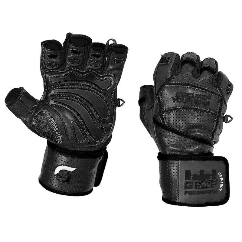 Elite Leather Gym Gloves with Built in 2" Wide Wrist