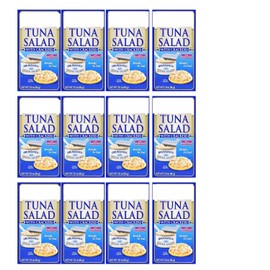 Tuna Salad with Crackers Kit Ready to Eat with Spoon Convenient Protein Shelf Stable for Lunchboxes Office Camping Picnic Summer Cookouts Home Healthy Snacks 3oz Pack of 12 w/Tote & Bonus Porte Pot