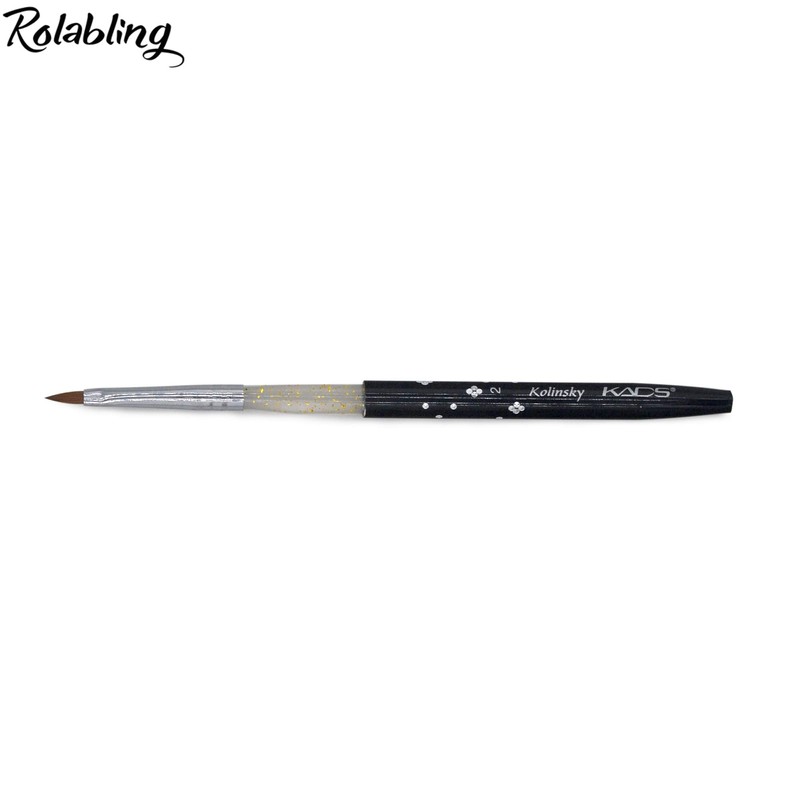 Rolabling Size 2# Black 100% Kolinsky Sable Acrylic Nail Art