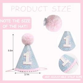 KOJIN Mermaid 1st Birthday Hat For Girls，Sparkly Birthday Hat，Handmade 1st Birthday Tiara，Princess Crown For 1st Birthday，Cute Mermaid Theme Birthday Headwear