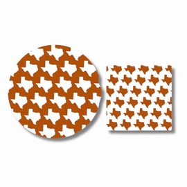 Fabuplates 48pc Burnt Orange Austin Party Plates and Napkins Set – Heavy Duty Disposable Tableware, Austin Game Day Tablewear for Entertaining, Graduation, Tailgate Essentials