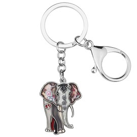BAMAY Enamel Alloy African Elephant Keychains Jungle Animals Car Purse Keyrings Charms Gifts for Women Girls (Black)
