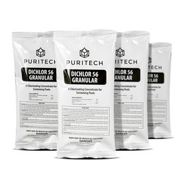 Puri Tech Sodium Dichlor Chlorine Shock Granules for Sanitizing Hot Tubs and Spas – Fast-Acting, pH Balanced Sanitizer - 56% Available Chlorine, 99% Sodium-Dichlor-4 Pound