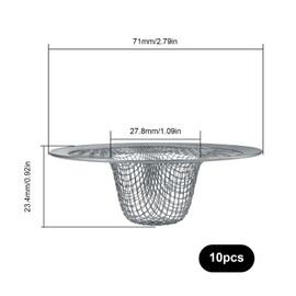 0XBIT Sink Strainer, Pack of 10 Sink Strainer, 7 cm Sink Strainer, Stainless Steel Drain Strainer, Shower Kitchen Sink Strainer, Suitable for Kitchen Sinks, Bathrooms, Drains