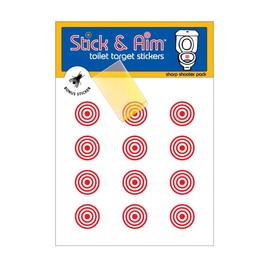 Bullseye Toilet Target Stickers Bulk Pack for Toilets and Urinals (13 Targets) with Sticker Applicator Tool, Sticks on Wet Surface, Toilet Targets for Toilet Training Boys, Aiming Targets for Boys